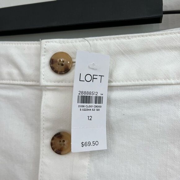 Loft Petite White Denim Button Down Skirt New with tags Size 12 - Picture 7 of 10